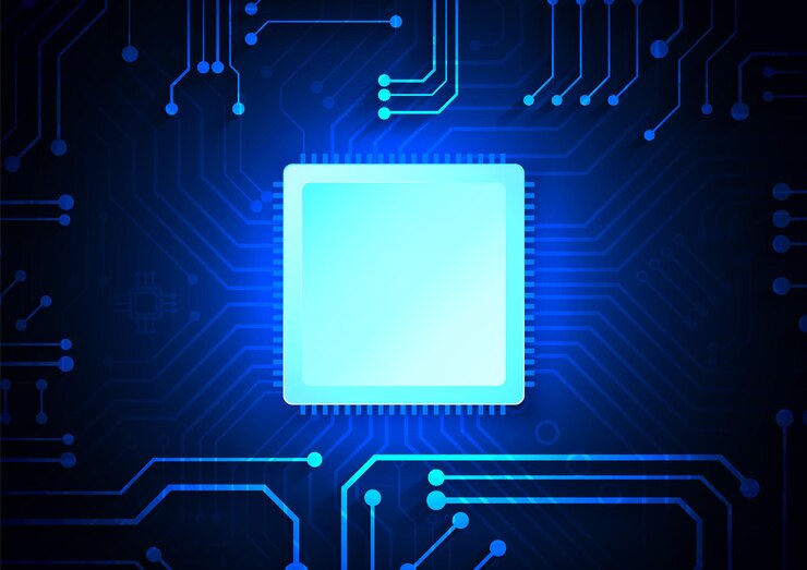 Vector fondo de tecnología de circuito con sistema de conexión de datos digitales de alta tecnología y diseño electrónico de computadora