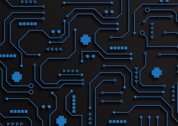 Fondo de tecnología de circuito con sistema de conexión de datos digitales de alta tecnología y diseño electrónico de computadora