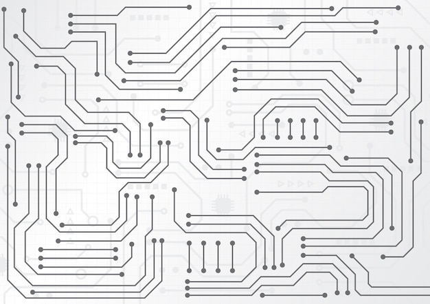 Vector fondo de tecnología de circuito con sistema de conexión de datos digitales de alta tecnología y diseño electrónico de computadora