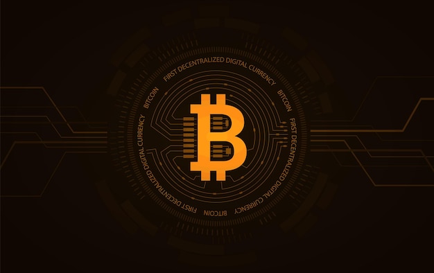 Fondo de tecnología de criptomoneda bitcoin vector símbolo crypto market banner