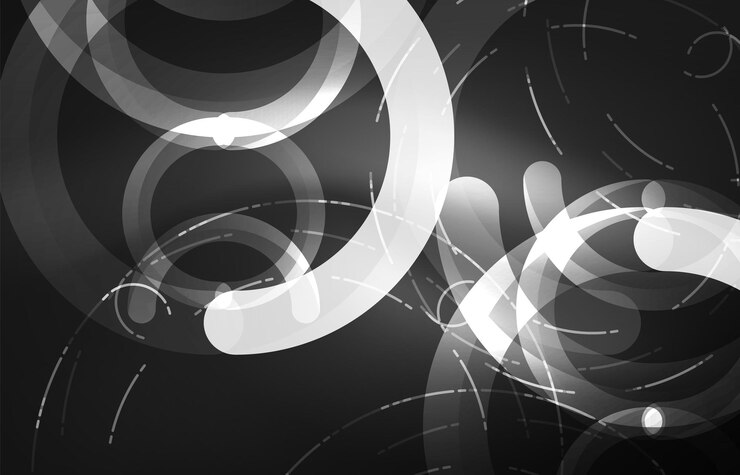 Vector fondo de tecnología digital abstracto de forma redonda con efectos brillantes en el espacio oscuro
