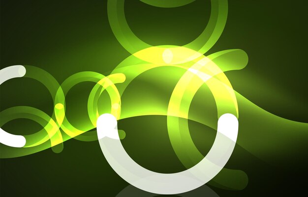 Fondo de tecnología digital abstracto de forma redonda con efectos brillantes en el espacio oscuro
