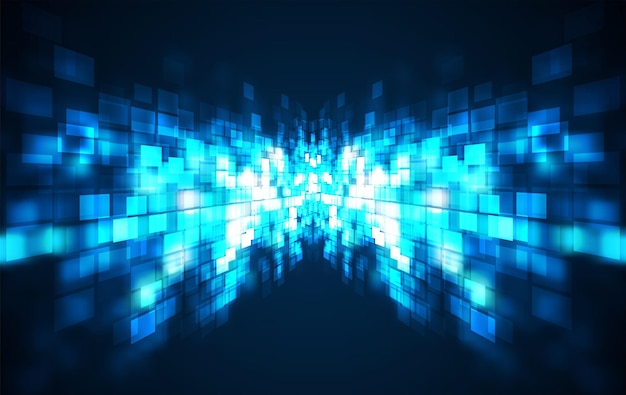 Fondo de tecnología digital Datos digitales fondo de píxeles de patrón azul cuadrado