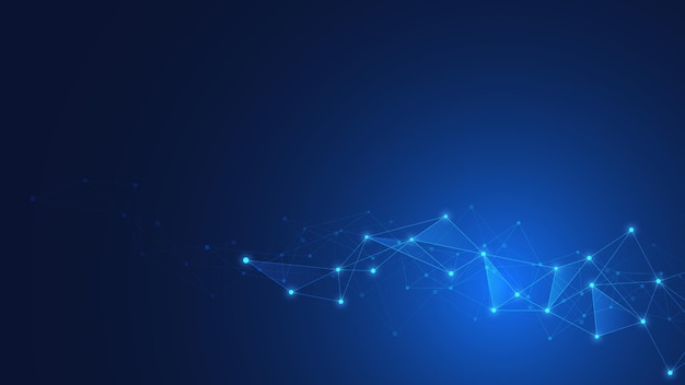 Fondo de tecnología digital con puntos y líneas de conexión. Resumen de antecedentes técnicos de la conexión de red y la comunicación.