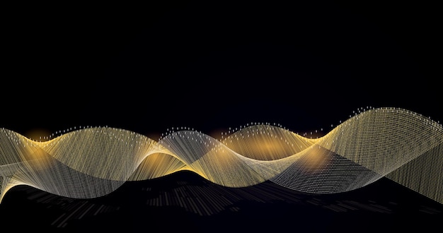 Fondo de tecnología digital vectorial abstracto realista Transferencia de datos de ondas grandes Banner de luz cibernética de red Fondo digital abstracto Fondo de conexión de red futura de alta tecnología