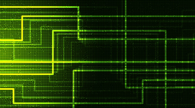 Fondo de tecnología digital verde neón, concepto de alta tecnología y red