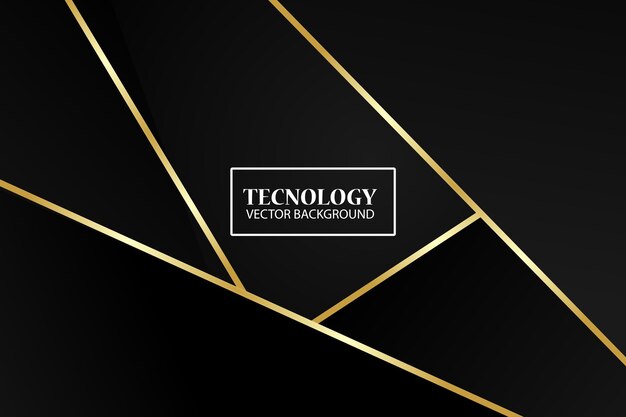 Fondo de tecnología de fondo 3d con líneas doradas, fondo oscuro y sombra adecuada para banner