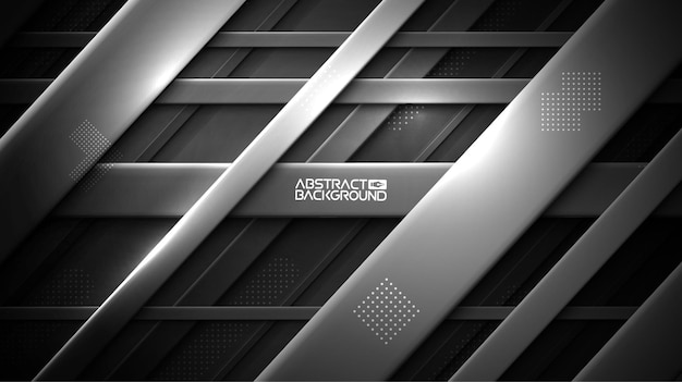 Fondo de tecnología de formas geométricas abstractas en blanco y negro. Ilustración vectorial