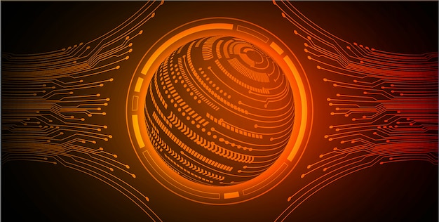 Fondo de tecnología futura del circuito cibernético mundial naranja