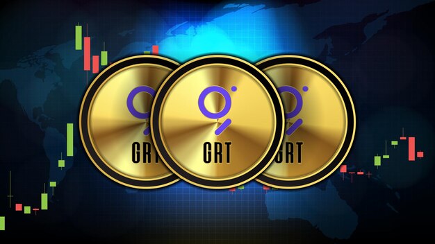 Fondo de tecnología futurista abstracta de The Graph (GRT) Gráfico de precios Gráfico moneda digital criptomoneda