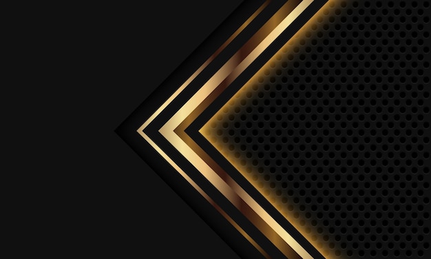 Fondo de tecnología futurista de lujo moderno diseño de malla de círculo de flecha de luz gris oro abstracto