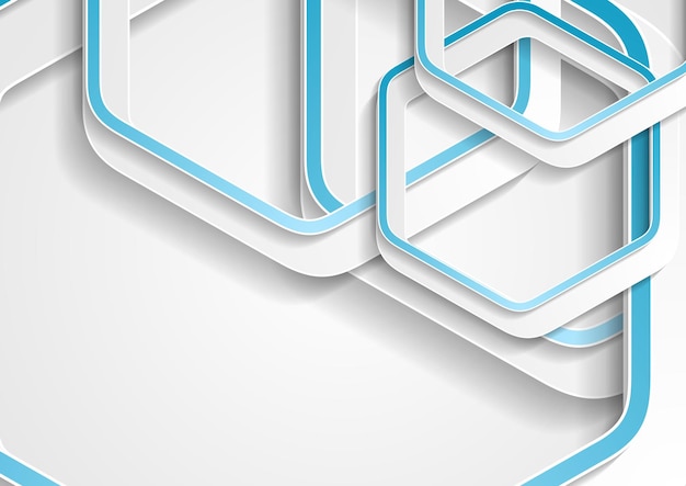 Fondo de tecnología de hexágonos azules y grises abstractos