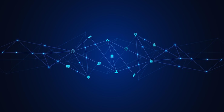 Vector fondo de tecnología de la información con elementos infográficos e iconos planos conexión de red de tecnología digital y concepto de comunicación ilustración vectorial