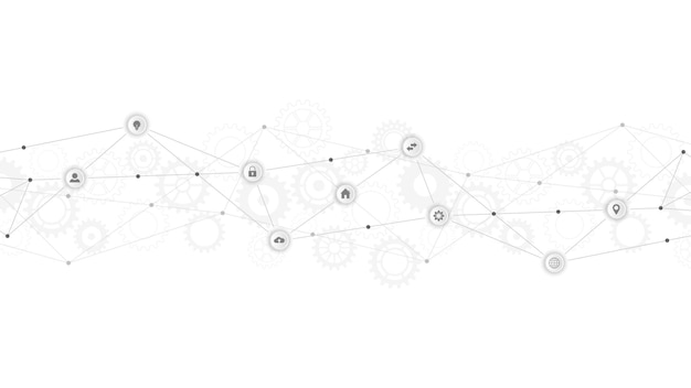 Fondo de tecnología de la información con elementos infográficos e iconos planos