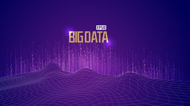 Fondo de tecnología de Internet de big data de espacio 3d de línea de punto azul púrpura