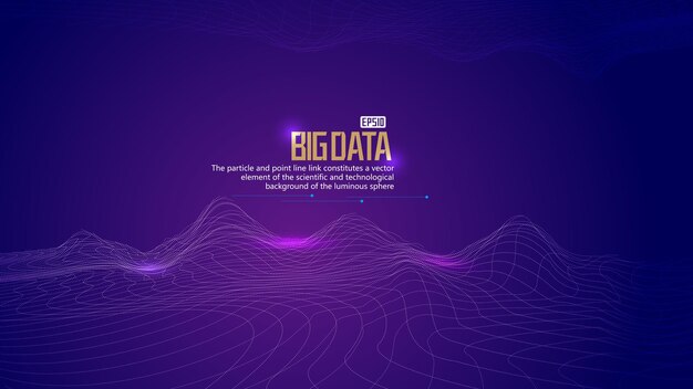 Fondo de tecnología de Internet de big data de espacio 3d de línea de punto azul púrpura
