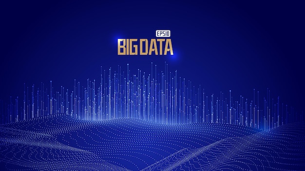 Fondo de tecnología de internet de big data de espacio 3d de partículas de línea de punto azul