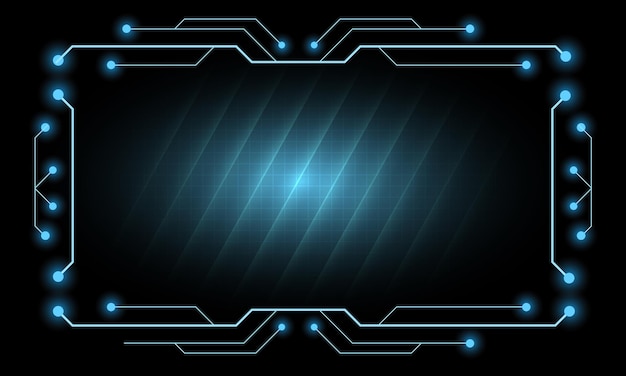 Fondo de tecnología de marco de holograma de alta tecnología de pantalla azul abstracto Fondo de marco de tecnología HUD futurista