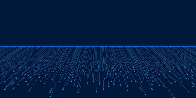 Fondo de tecnología de microchip, patrón de placa de circuito digital azul