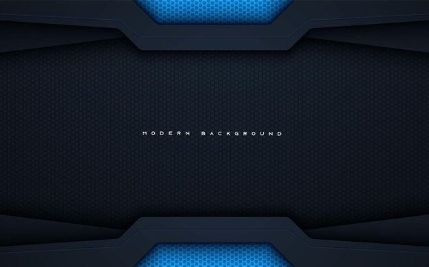 Fondo de tecnología negra con decoración de luz de lámpara azul