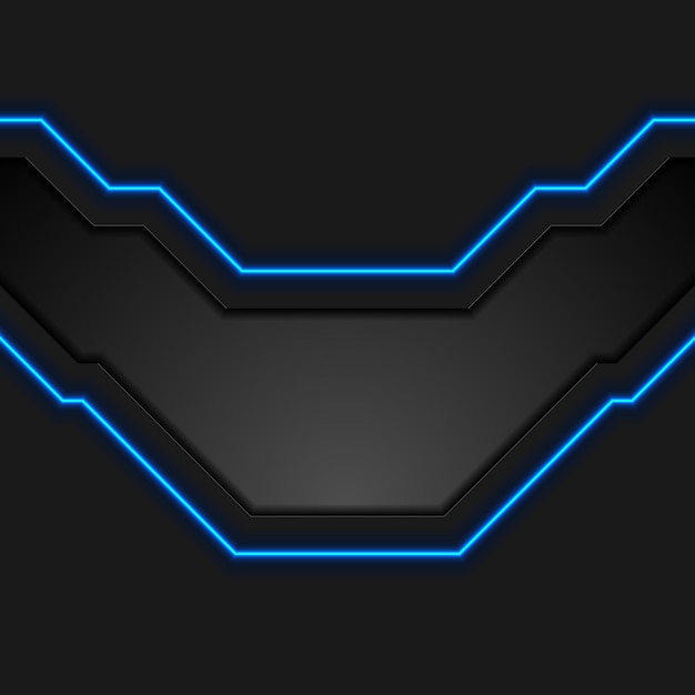 Fondo de tecnología negra con líneas de neón azul