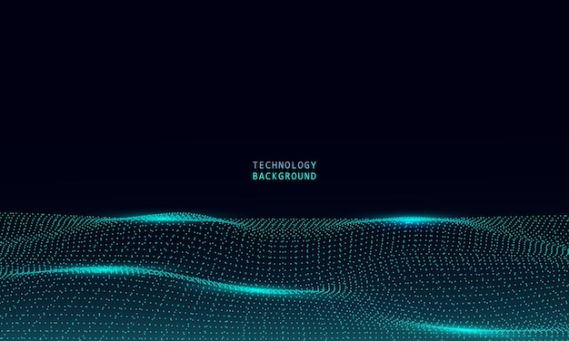 Fondo de tecnología de onda abstracta con luz azul suave y flujo