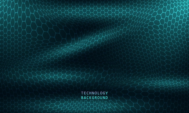 Fondo de tecnología de ondas abstractas con luz azul suave y fluida