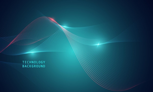 Fondo de tecnología de ondas abstractas con luz azul suave y fluida