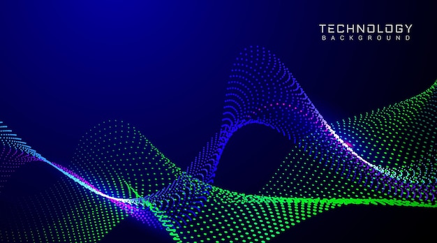 Fondo de tecnología de partículas que fluyen abstracto digital