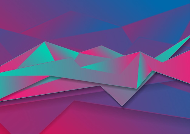 Fondo de tecnología poligonal de neón abstracto colorido Diseño geométrico digital vectorial