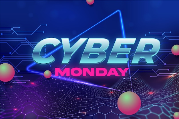 Fondo de tecnología realista cyber monday