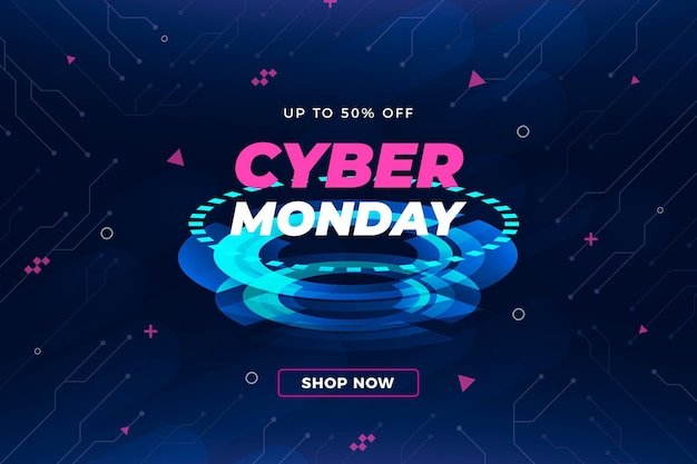 Vector fondo de tecnología realista cyber monday