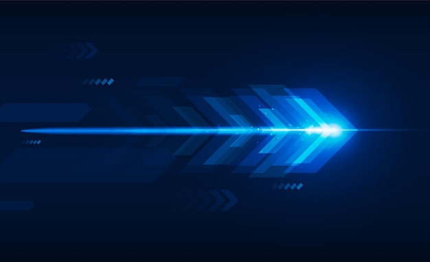 Fondo de tecnología de salida de luz de velocidad de flecha abstracta Diseño de vector de fondo de innovación de concepto de comunicación de alta tecnología