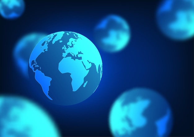 Fondo de tecnología de la Tierra El mundo se coloca en múltiplos usando un punto único borroso