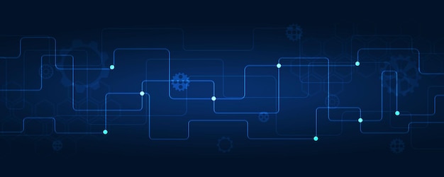 Fondo de tecnologíaplaca de circuito con el azul oscuro claro