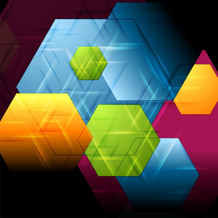 Vector fondo tecnológico abstracto colorido con polígonos brillantes