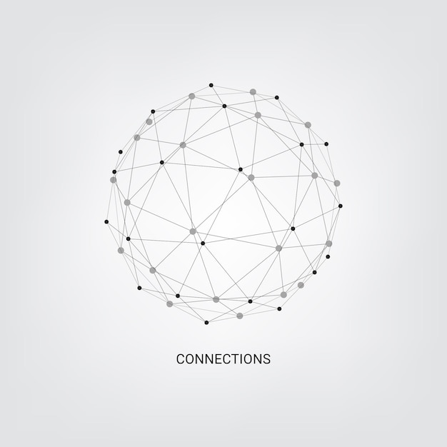 Fondo tecnológico abstracto Fondo vectorial geométrico Conexiones de red global con puntos y líneas Conexión de red de hub Fondo de línea mínima
