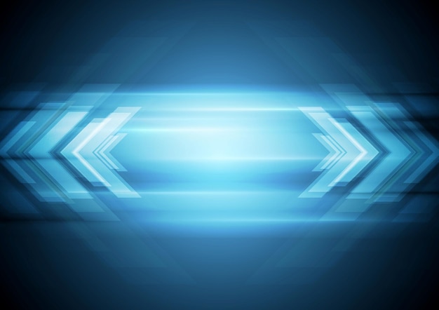 Fondo tecnológico azul abstracto con flechas