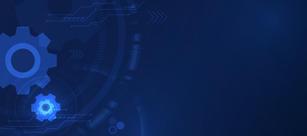 Fondo tecnológico azul con elementos de engranaje