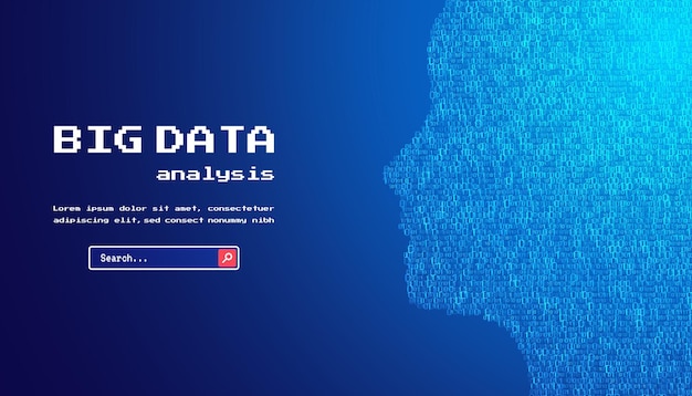 Fondo tecnológico Concepto de visualización de grandes datos Red neuronal artificial de información Código binario