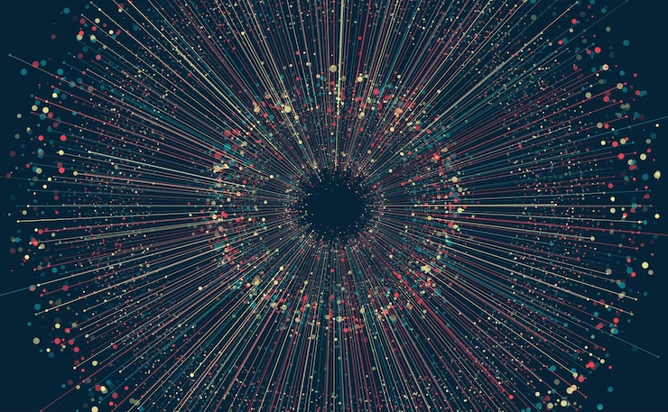 Vector fondo tecnológico concepto de visualización de grandes datos red neuronal artificial de información