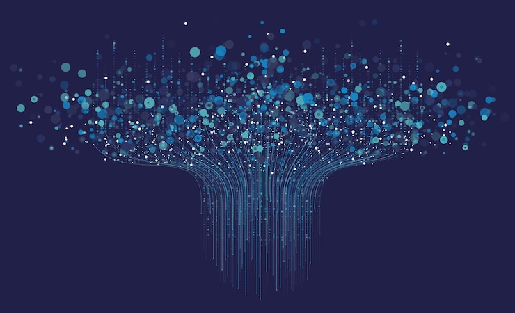 Vector fondo tecnológico concepto de visualización de grandes datos red neuronal artificial de información