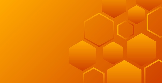 Fondo tecnológico con hexágono geométrico naranja Abstracto papel pintado de negocios Banner minimalista