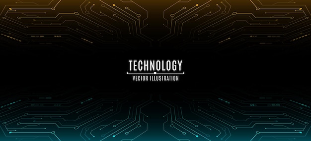 Fondo tecnológico con líneas de circuitos brillantes abstractos y elementos electrónicos
