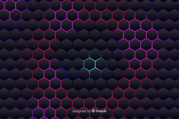 Vector fondo tecnológico de panal en tonos violetas