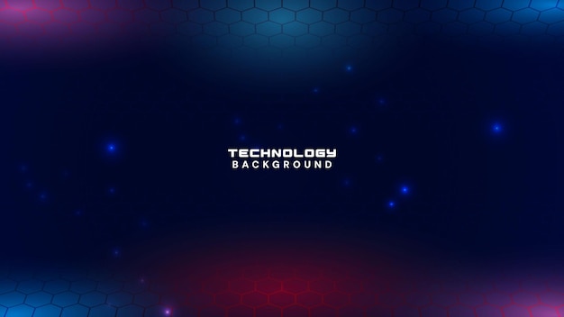 Fondo tecnológico de la red hexagonal roja y azul futurista