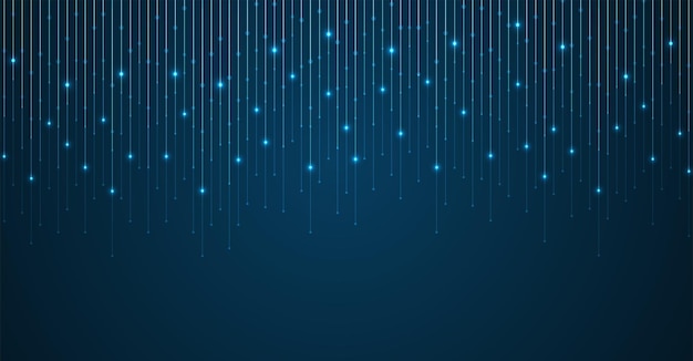 Fondo tecnológico Visualización de big data Líneas de datos abstractas tecnológicas con puntos Placa base Placa base