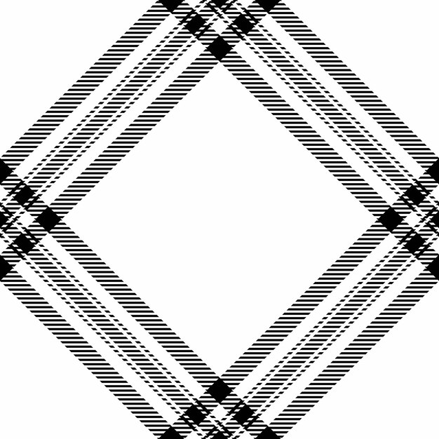 Fondo de tela tartán de textura textil a cuadros con un patrón vectorial de cuadros sin costuras en colores blanco y negro