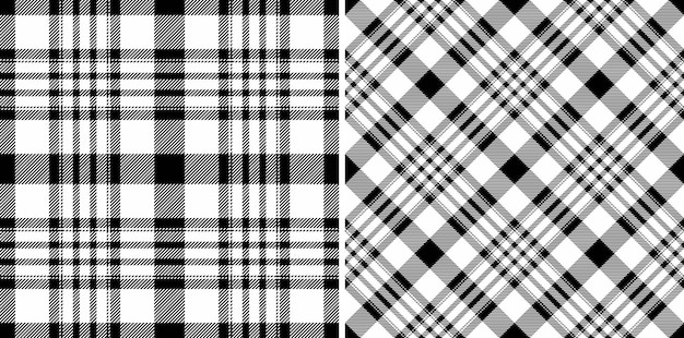 Fondo de tela textil de patrón de textura perfecta con un cuadro de cuadros vectoriales de tartán en colores monocromáticos