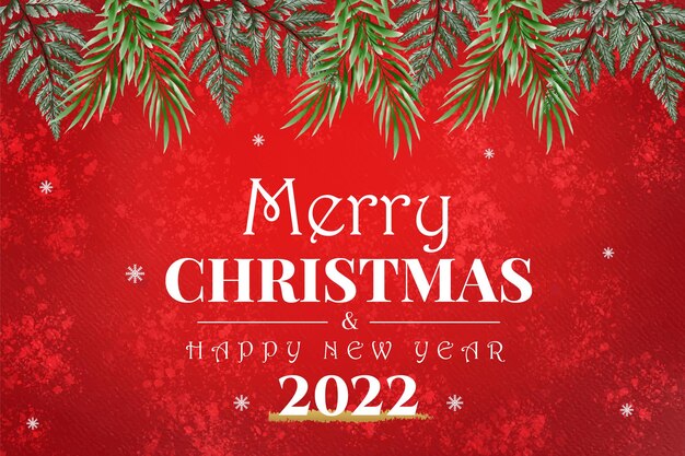 Fondo de tema acuarela Navidad y feliz año nuevo con hoja verde